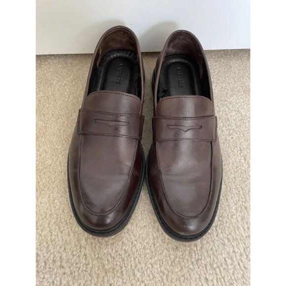 Express Brown Penny Loafers Slip On Dress Shoes Size 10 main image 7